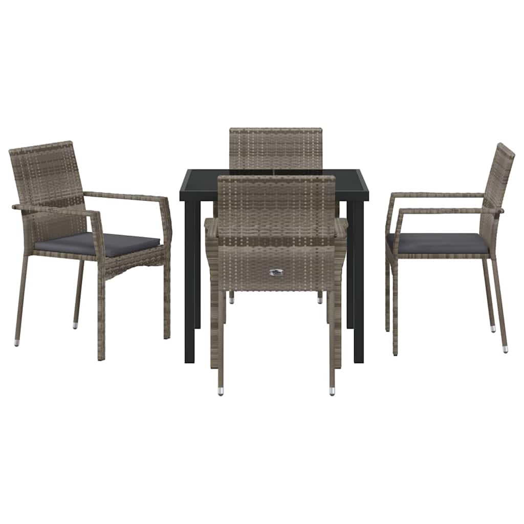 Have Spisebordssæt med pude 5 pcs Grå polyrattan