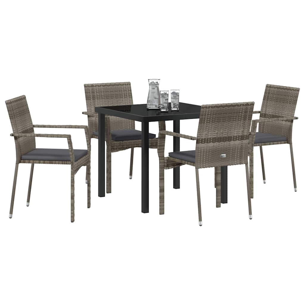 Have Spisebordssæt med pude 5 pcs Grå polyrattan