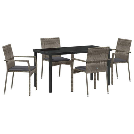 Have Spisebordssæt med pude 5 pcs Grå polyrattan