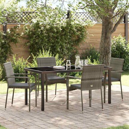 Have Spisebordssæt med pude 5 pcs Grå polyrattan