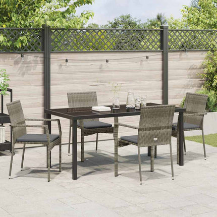 Have Spisebordssæt med pude 5 pcs Grå polyrattan