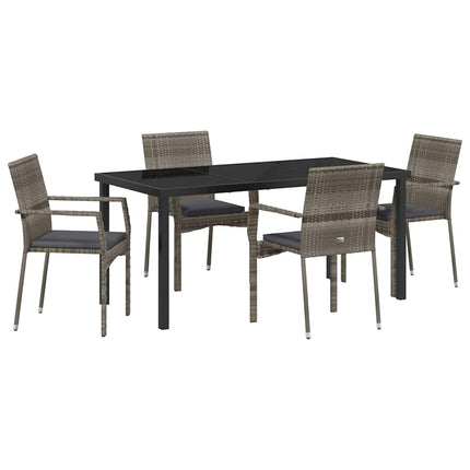 Have Spisebordssæt med pude 5 pcs Grå polyrattan
