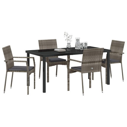 Have Spisebordssæt med pude 5 pcs Grå polyrattan