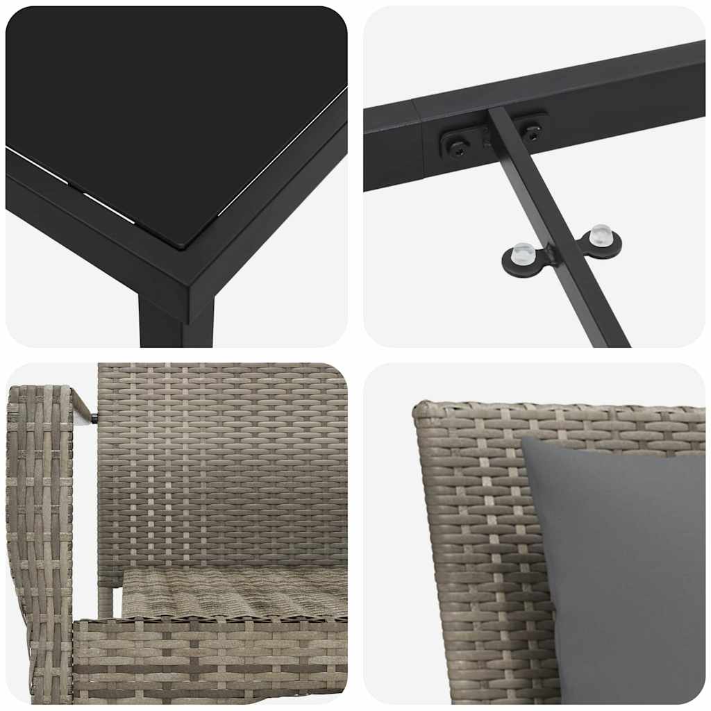 Have Spisebordssæt med pude 7 pcs Grå polyrattan