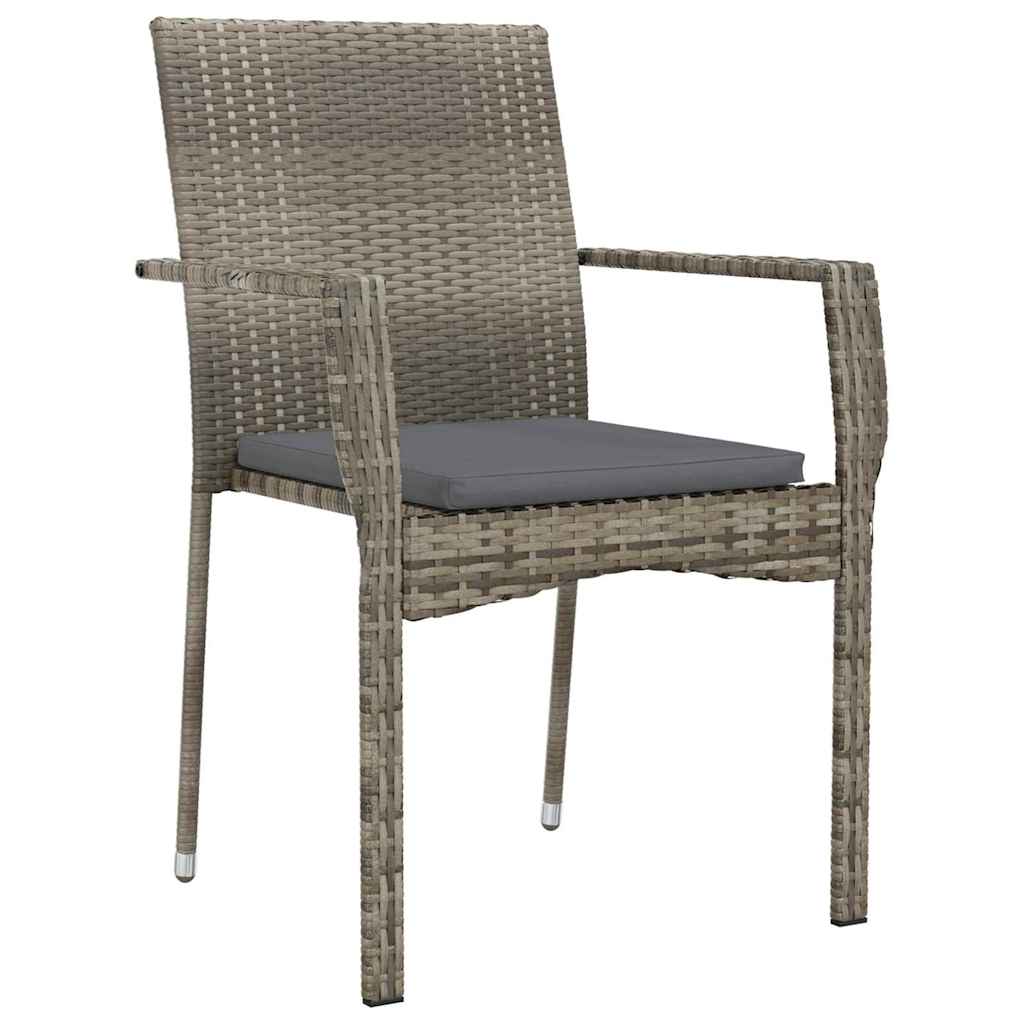 Have Spisebordssæt med pude 7 pcs Grå polyrattan