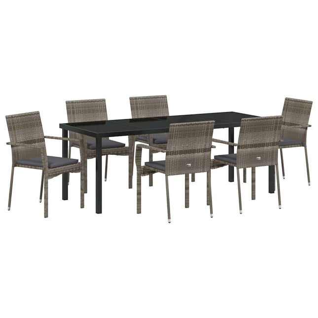 Have Spisebordssæt 7 stk. Grå polyrattan