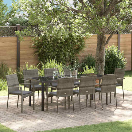 Have Spisebordssæt med pude 9 pcs Grå polyrattan