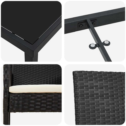 Have Spisebordssæt med pude 5 pcs Sort polyrattan