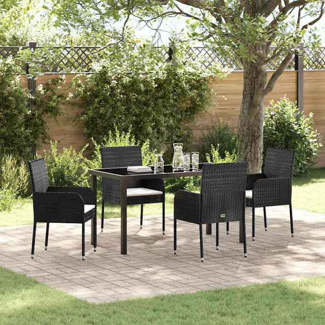 Have Spisebordssæt 5 stk. Sort polyrattan