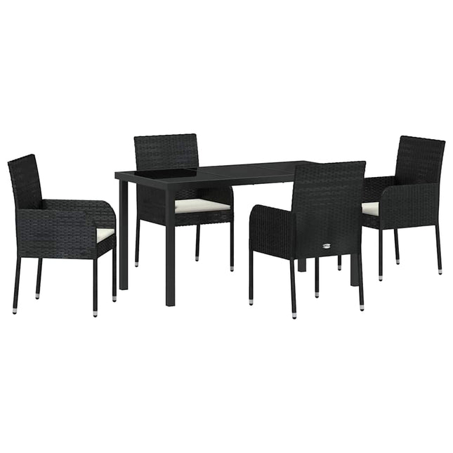 Have Spisebordssæt 5 stk. Sort polyrattan