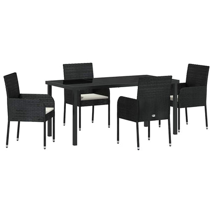 Have Spisebordssæt med pude 5 pcs Sort polyrattan
