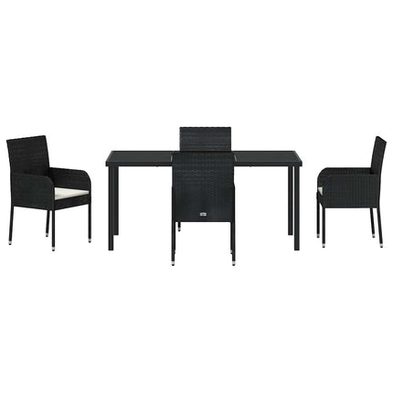 Have Spisebordssæt med pude 5 pcs Sort polyrattan