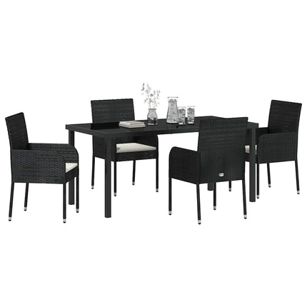 Have Spisebordssæt med pude 5 pcs Sort polyrattan