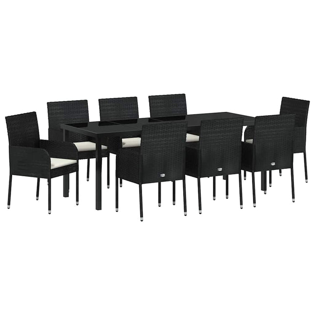 Have Spisebordssæt 9 stk. Sort polyrattan