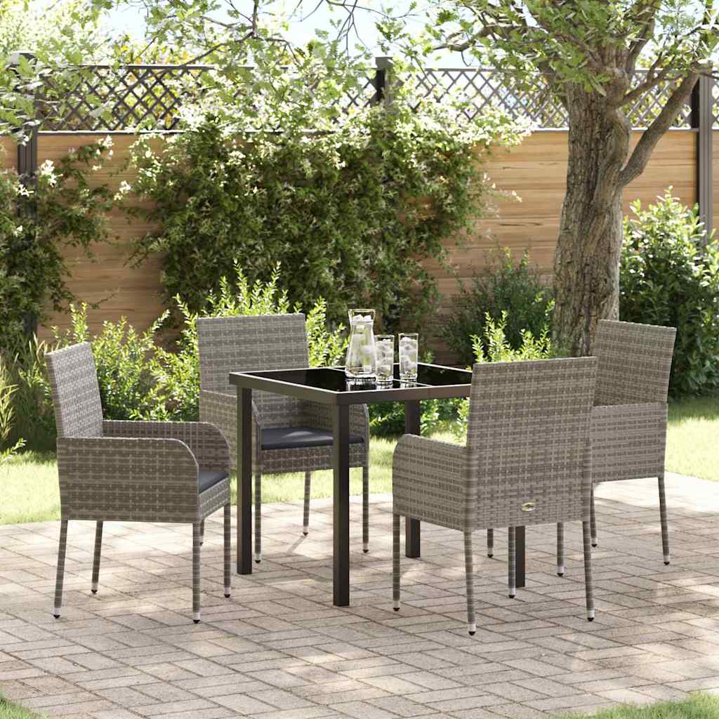 Have Spisebordssæt med pude 5 pcs Grå polyrattan