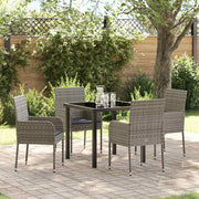 Have Spisebordssæt med pude 5 pcs Grå polyrattan