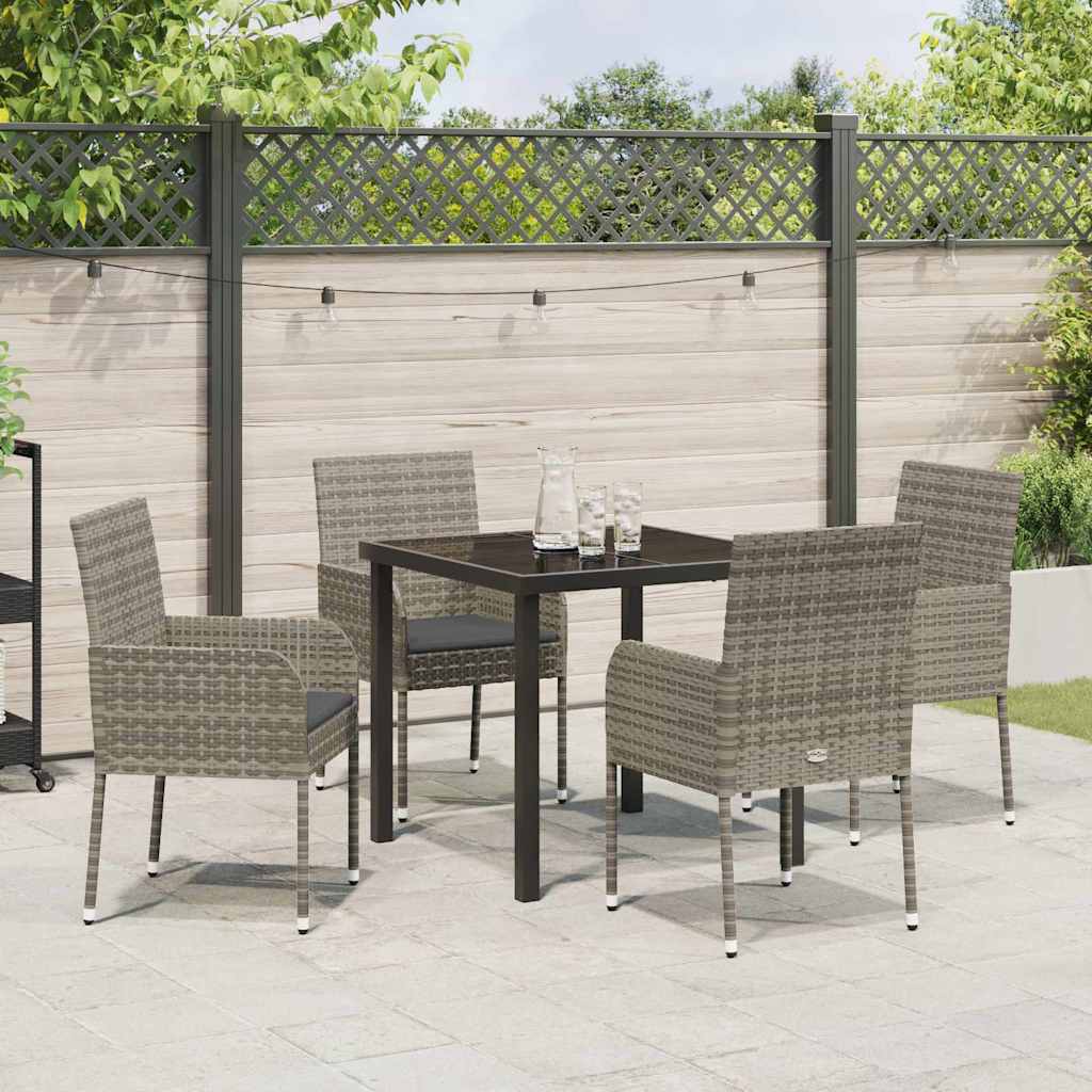 Have Spisebordssæt med pude 5 pcs Grå polyrattan