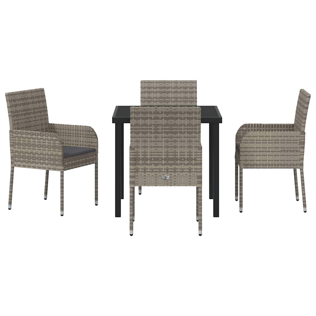 Have Spisebordssæt med pude 5 pcs Grå polyrattan