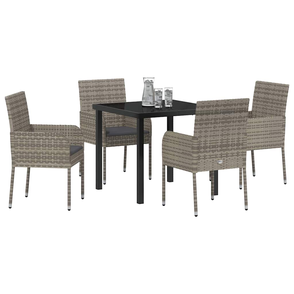 Have Spisebordssæt med pude 5 pcs Grå polyrattan