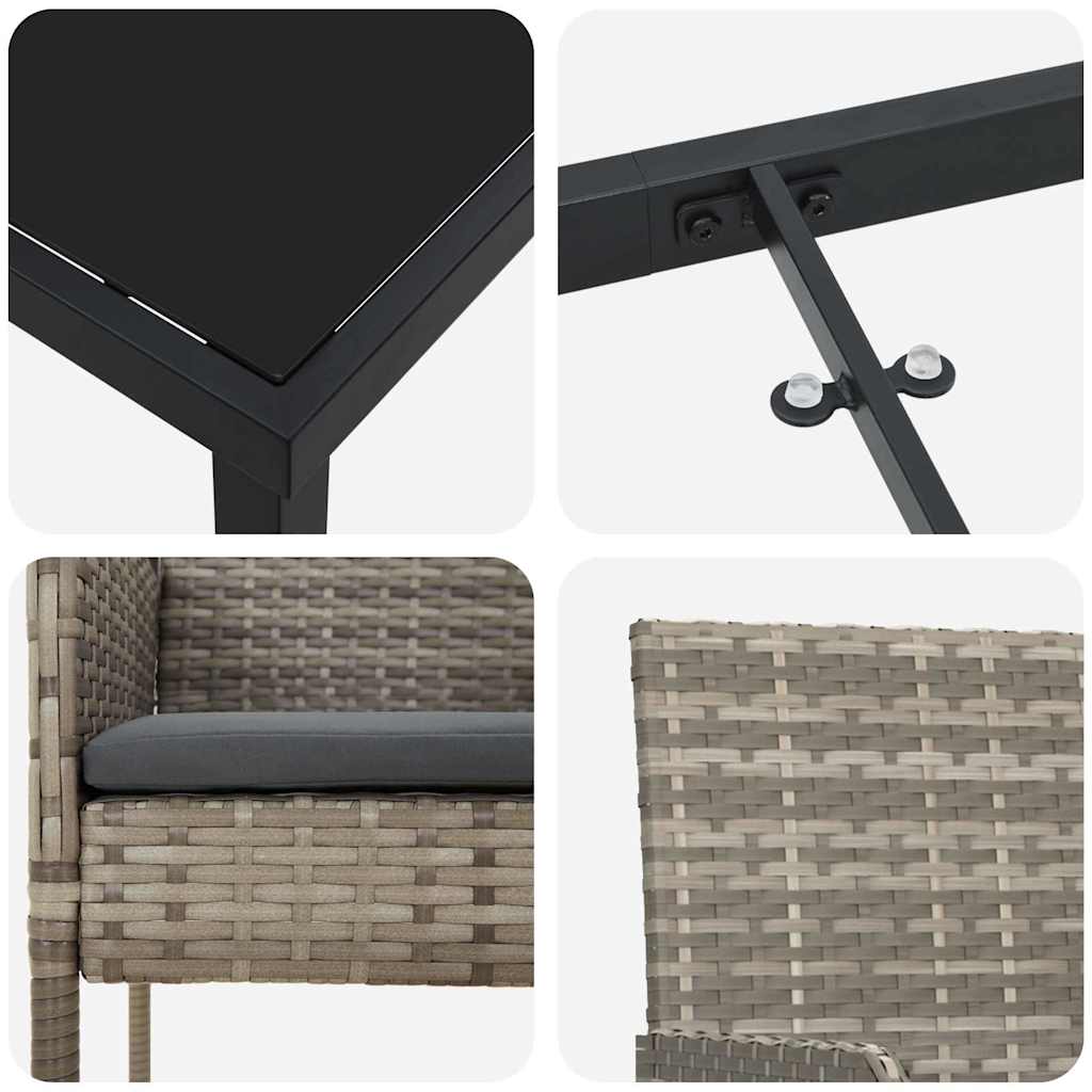 Have Spisebordssæt med pude 5 pcs Grå polyrattan