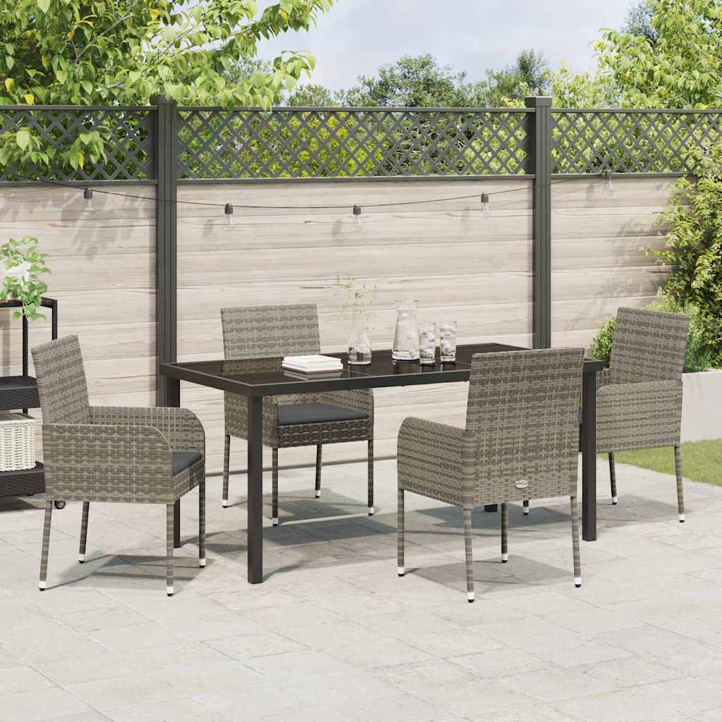 Have Spisebordssæt med pude 5 pcs Grå polyrattan
