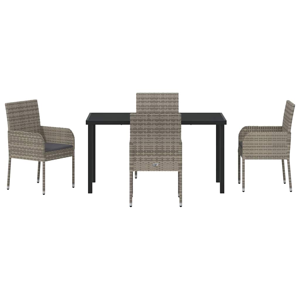 Have Spisebordssæt med pude 5 pcs Grå polyrattan