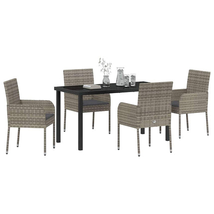 Have Spisebordssæt med pude 5 pcs Grå polyrattan