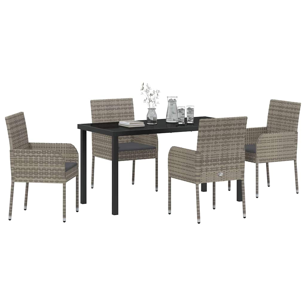 Have Spisebordssæt med pude 5 pcs Grå polyrattan