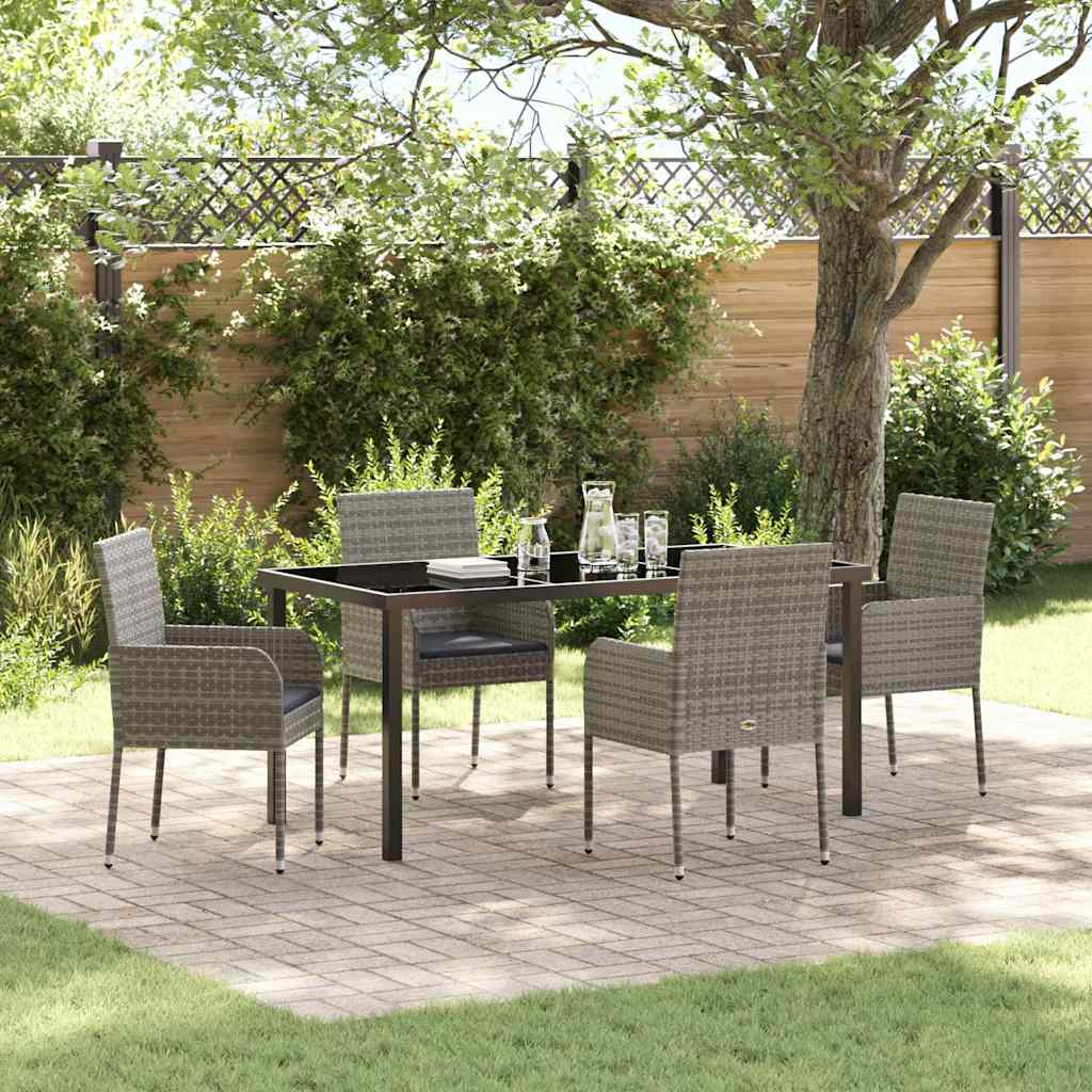 Have Spisebordssæt med pude 5 pcs Grå polyrattan