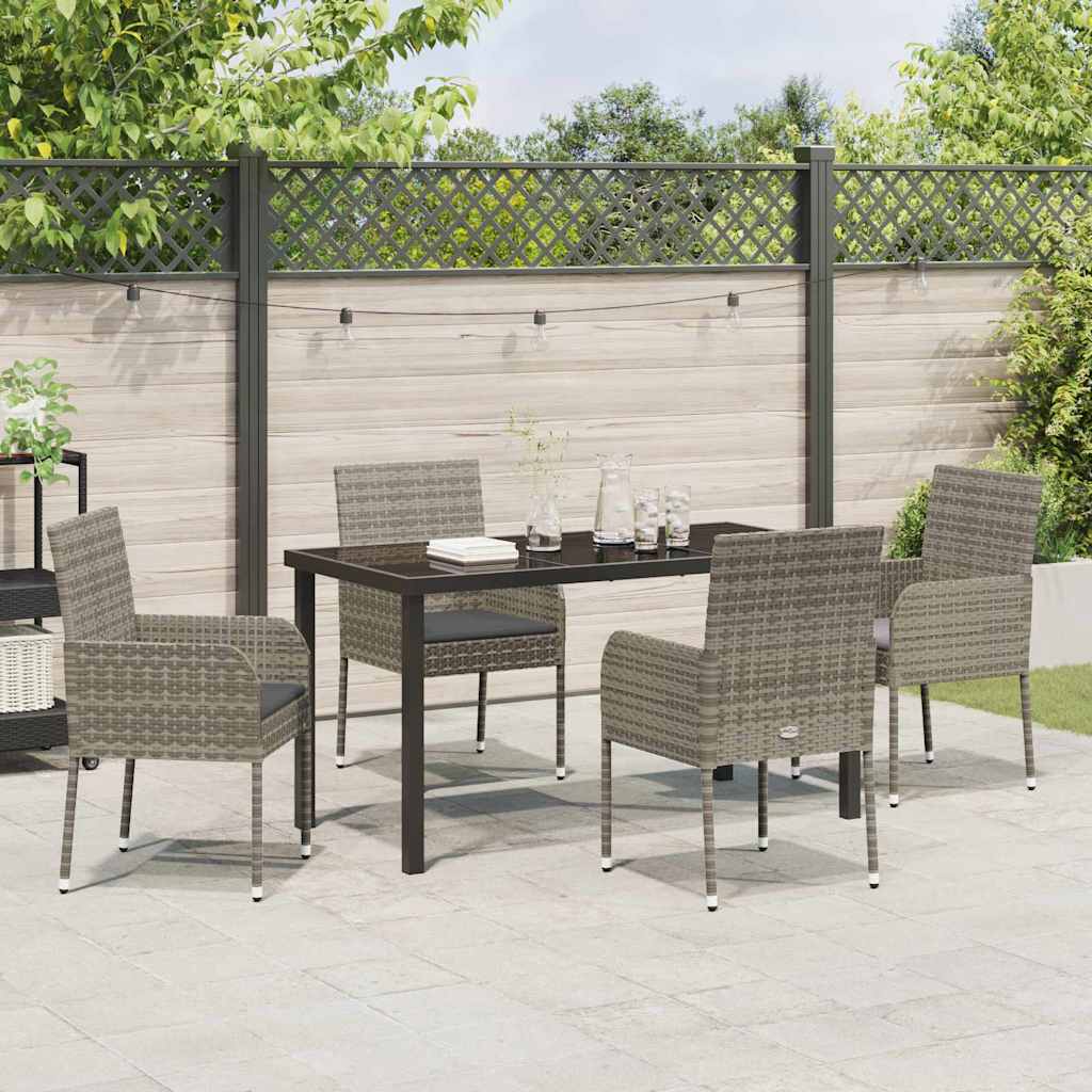 Have Spisebordssæt med pude 5 pcs Grå polyrattan