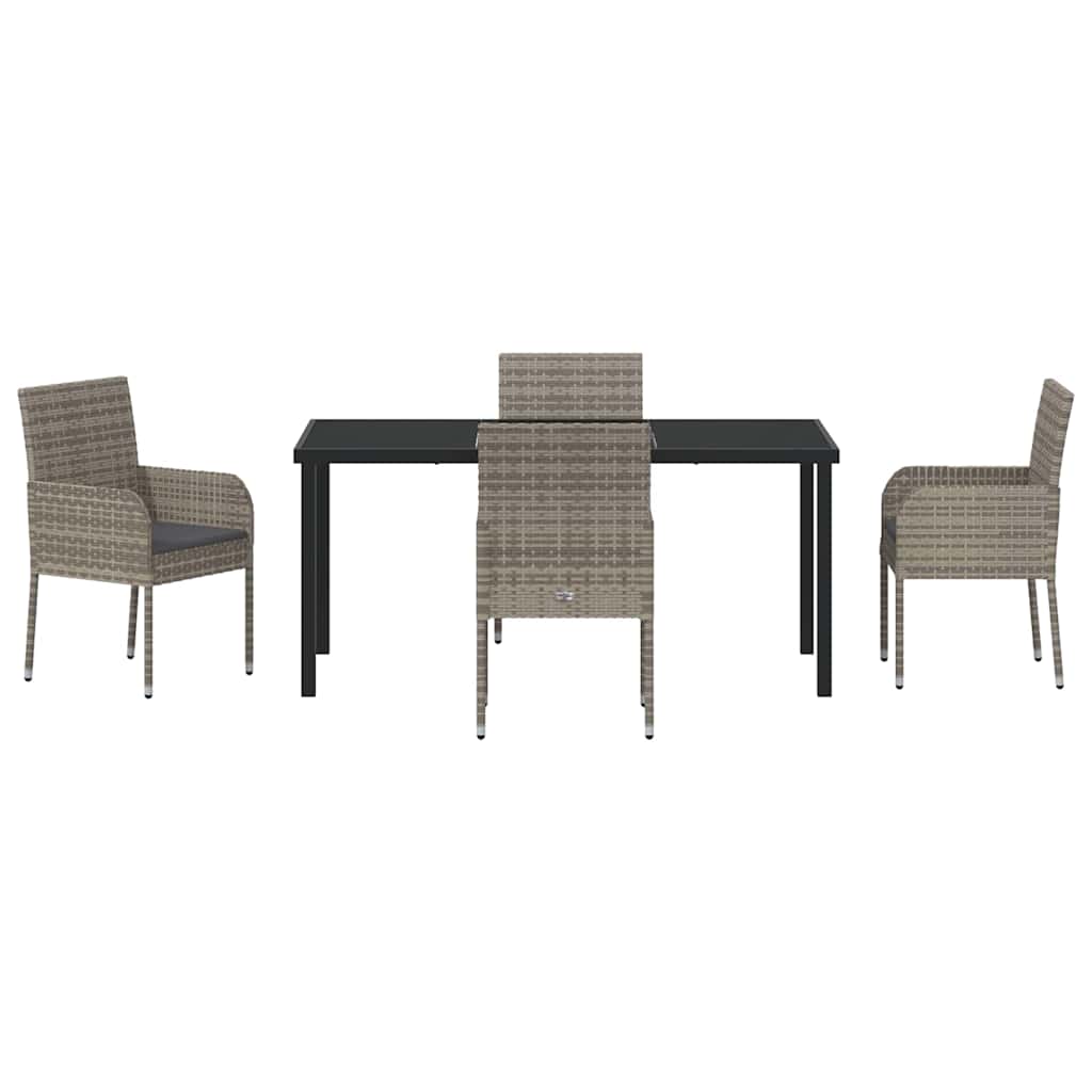 Have Spisebordssæt med pude 5 pcs Grå polyrattan