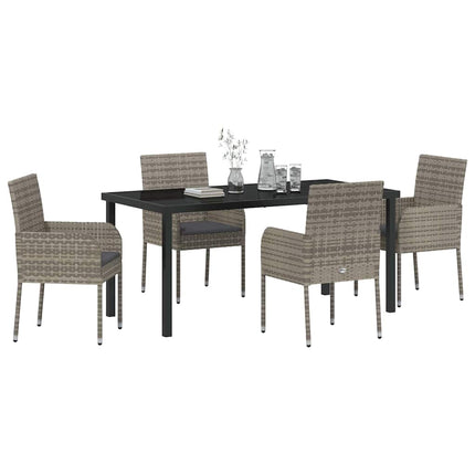 Have Spisebordssæt med pude 5 pcs Grå polyrattan
