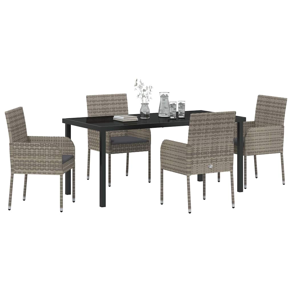 Have Spisebordssæt med pude 5 pcs Grå polyrattan