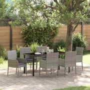 Have Spisebordssæt med pude 7 pcs Grå polyrattan