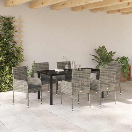 Have Spisebordssæt med pude 7 pcs Grå polyrattan