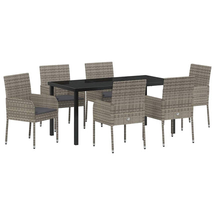 Have Spisebordssæt med pude 7 pcs Grå polyrattan
