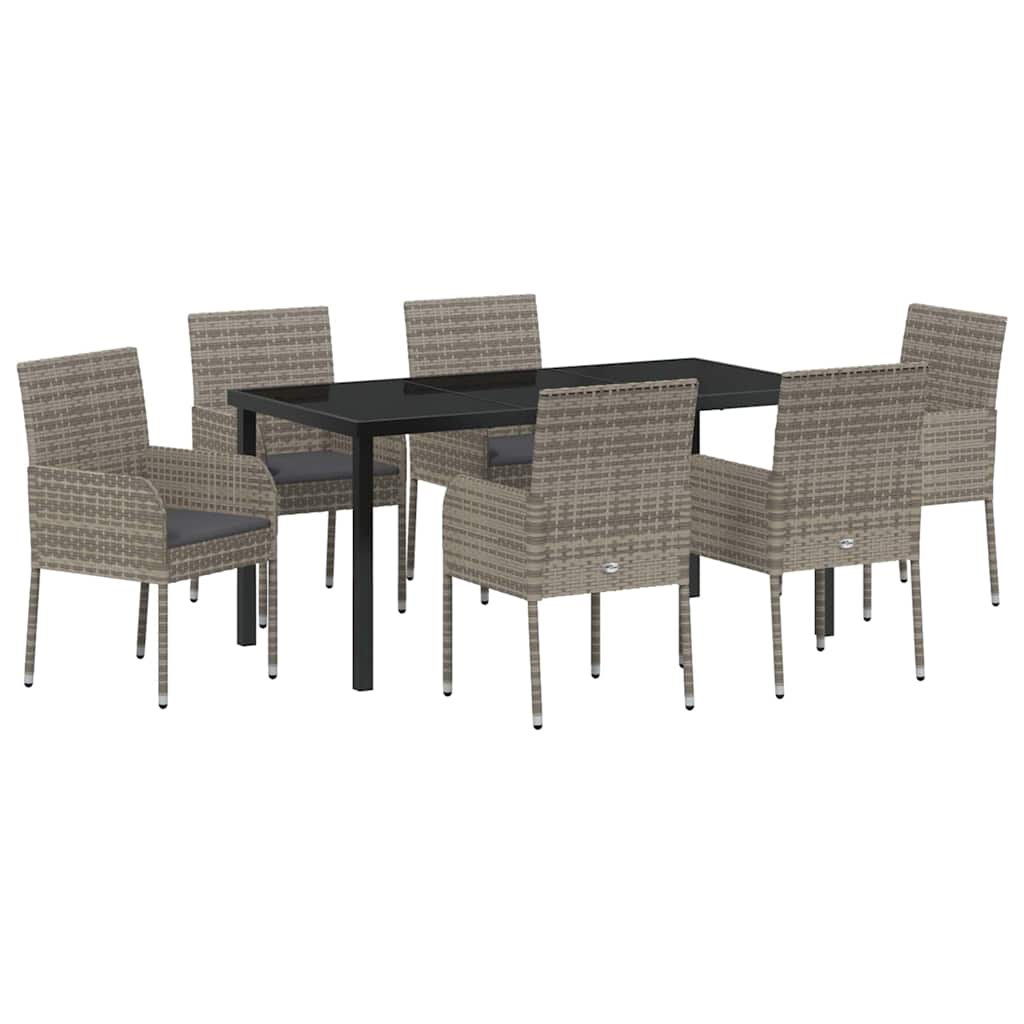 Have Spisebordssæt med pude 7 pcs Grå polyrattan