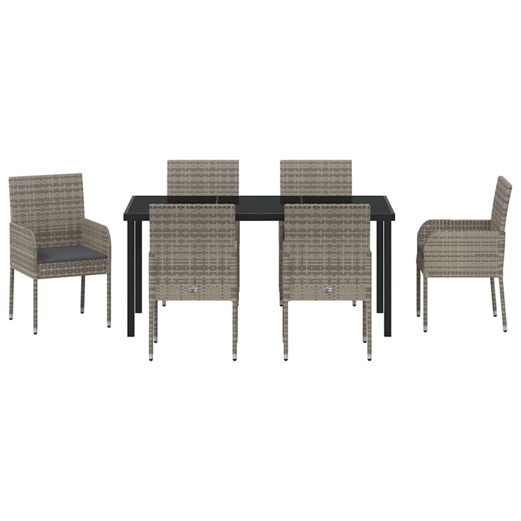 Have Spisebordssæt med pude 7 pcs Grå polyrattan