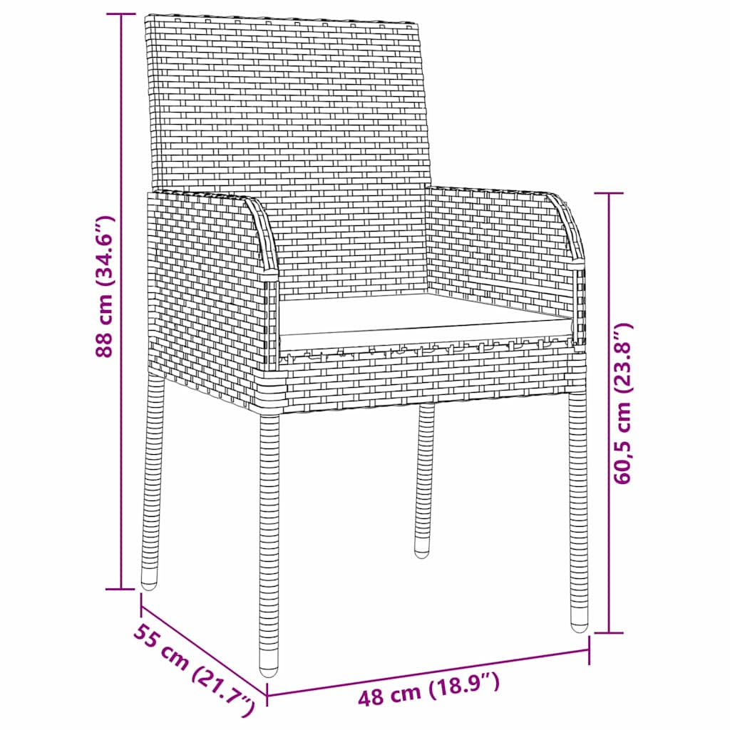 Have Spisebordssæt med pude 7 pcs Grå polyrattan