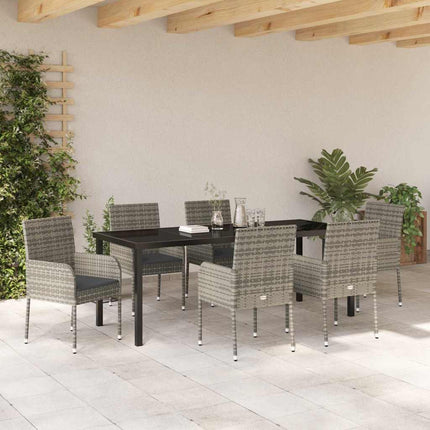 Have Spisebordssæt med pude 7 pcs Grå polyrattan