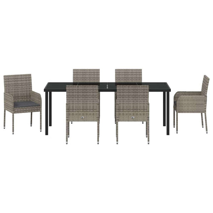 Have Spisebordssæt med pude 7 pcs Grå polyrattan