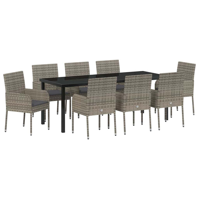Have Spisebordssæt 9 stk. Grå polyrattan