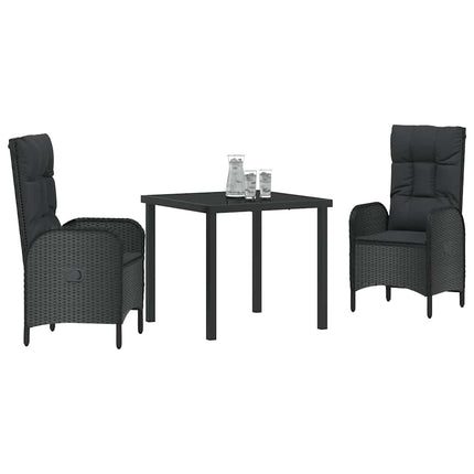 Have Spisebordssæt med pude 3 pcs Sort polyrattan