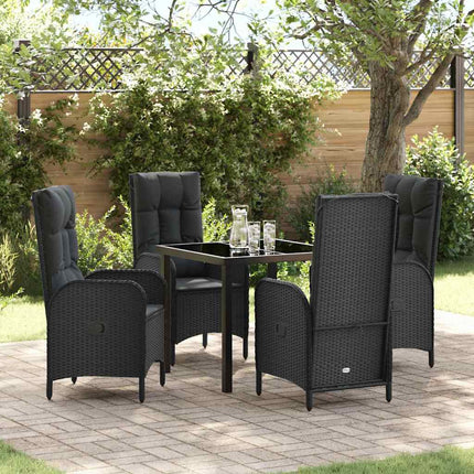 Have Spisebordssæt med pude 5 pcs Sort polyrattan
