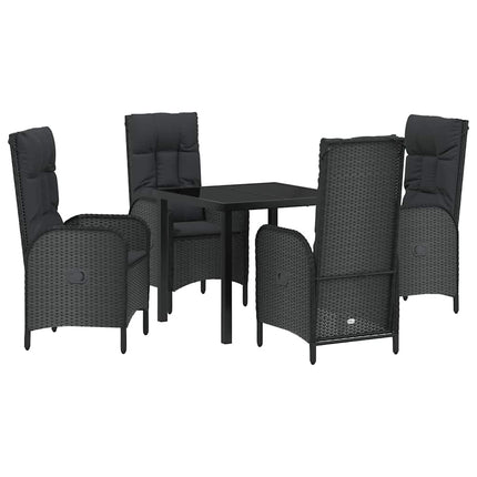 Have Spisebordssæt med pude 5 pcs Sort polyrattan