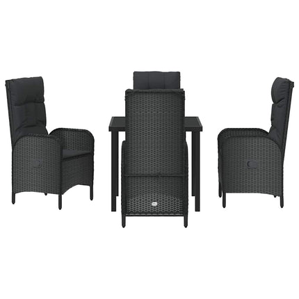 Have Spisebordssæt med pude 5 pcs Sort polyrattan