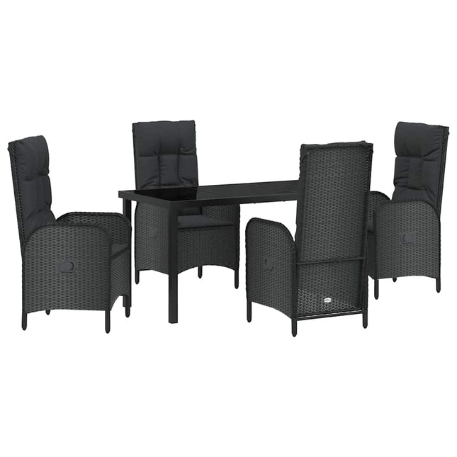 Have Spisebordssæt 5 stk. Sort polyrattan
