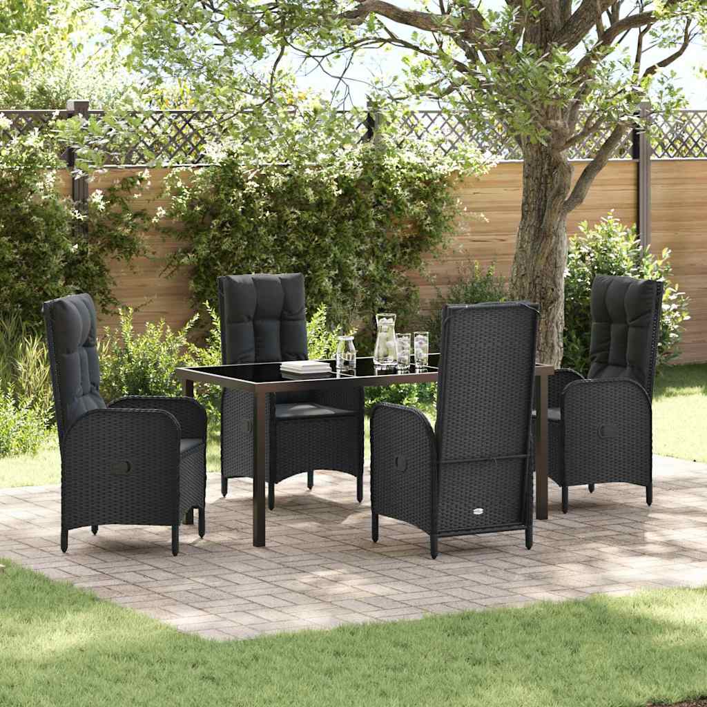 Have Spisebordssæt med pude 5 pcs Sort polyrattan