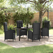 Have Spisebordssæt med pude 5 pcs Sort polyrattan