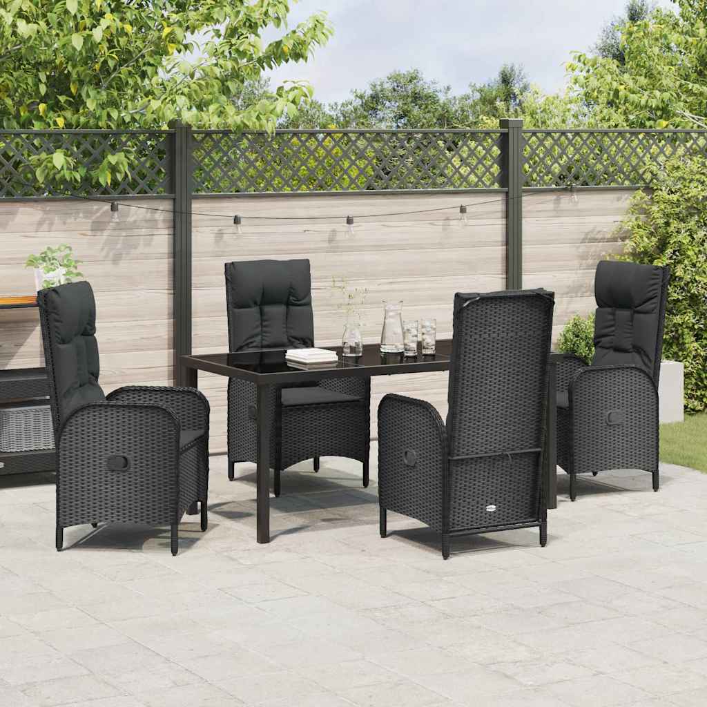 Have Spisebordssæt med pude 5 pcs Sort polyrattan